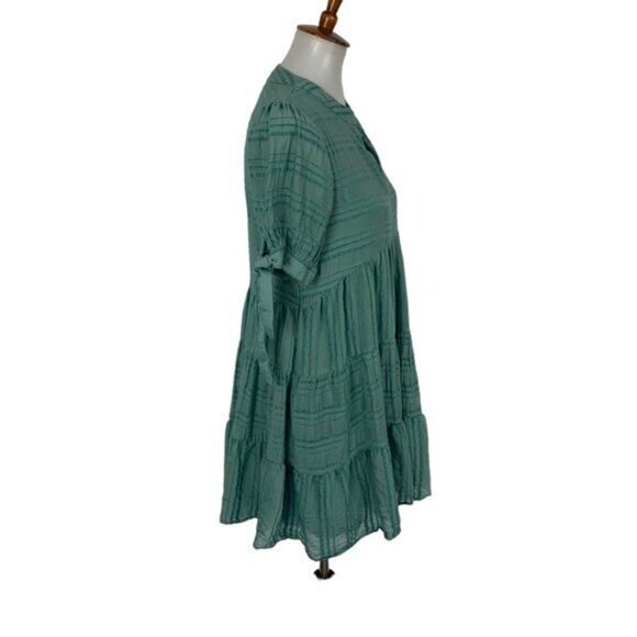 &Merci Women’s Dress Small Blue Boho Short Sleeve Flowy Summer Casual - Picture 3 of 6